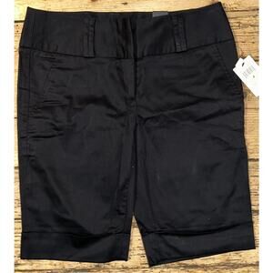 Amanda + Chelsea Women Sz 4 Black Contemporary Fit Bermuda Folded Shorts NWT